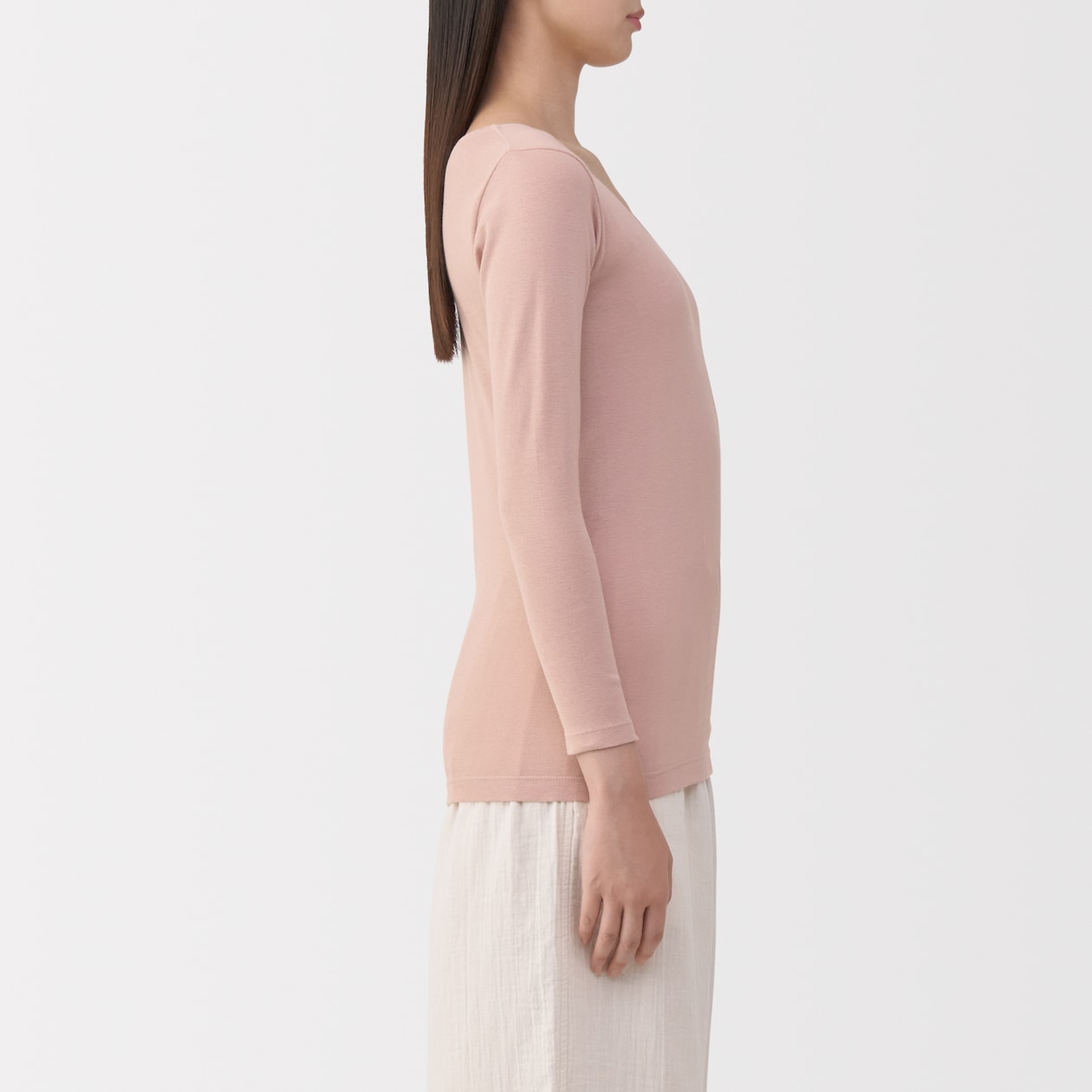 婦人　あったか綿　Ｕネック八分袖Ｔシャツ