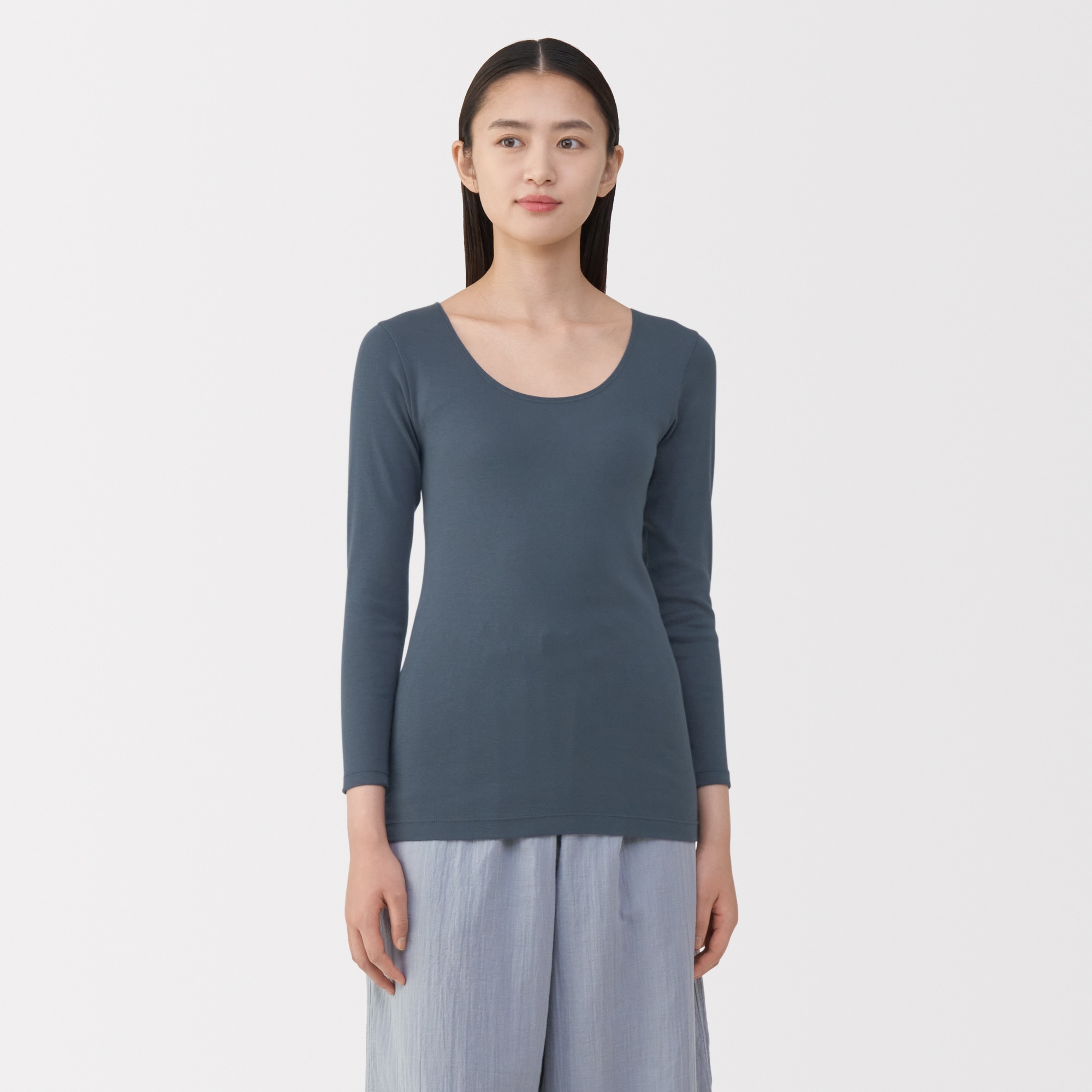 婦人　あったか綿　Ｕネック八分袖Ｔシャツ