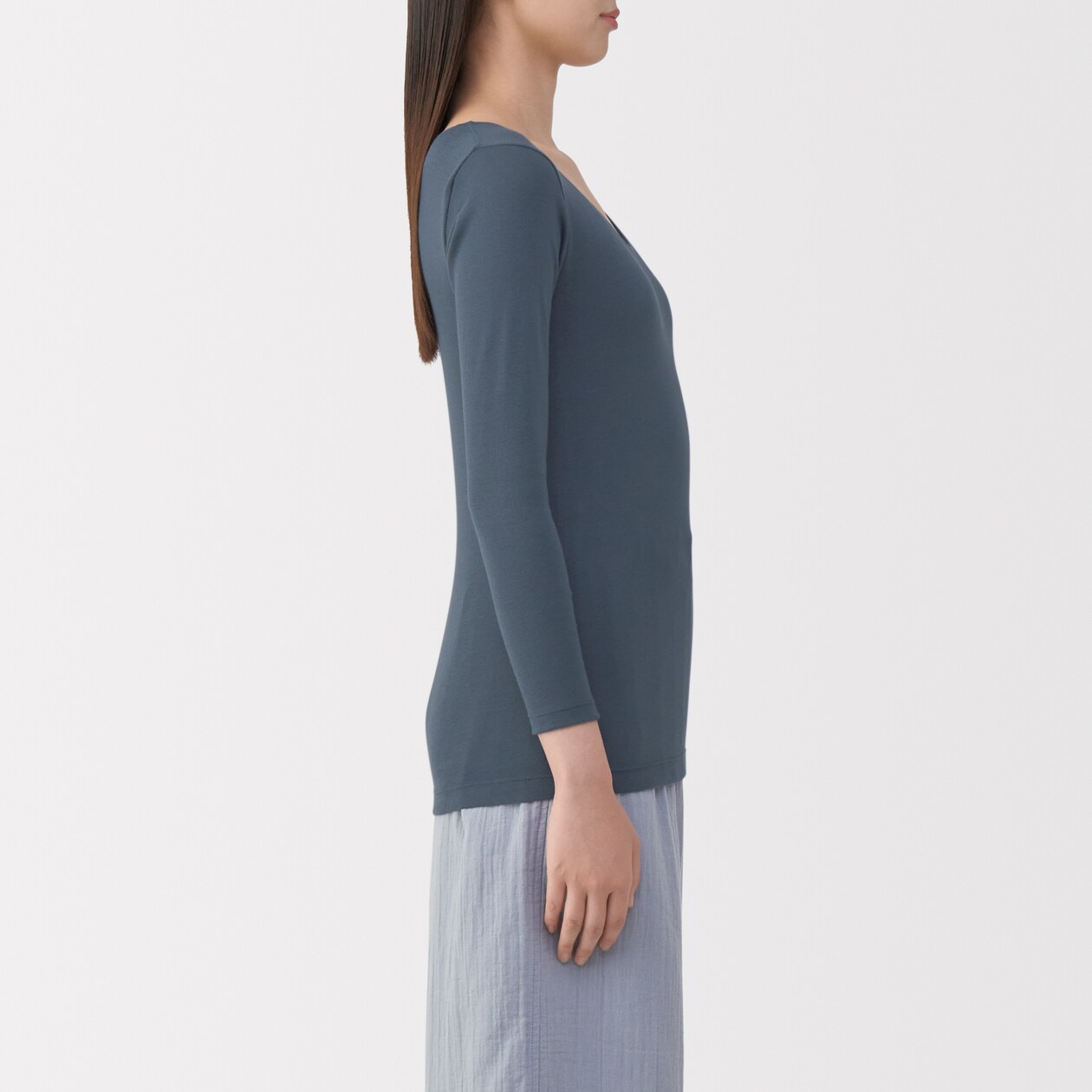 婦人　あったか綿　Ｕネック八分袖Ｔシャツ