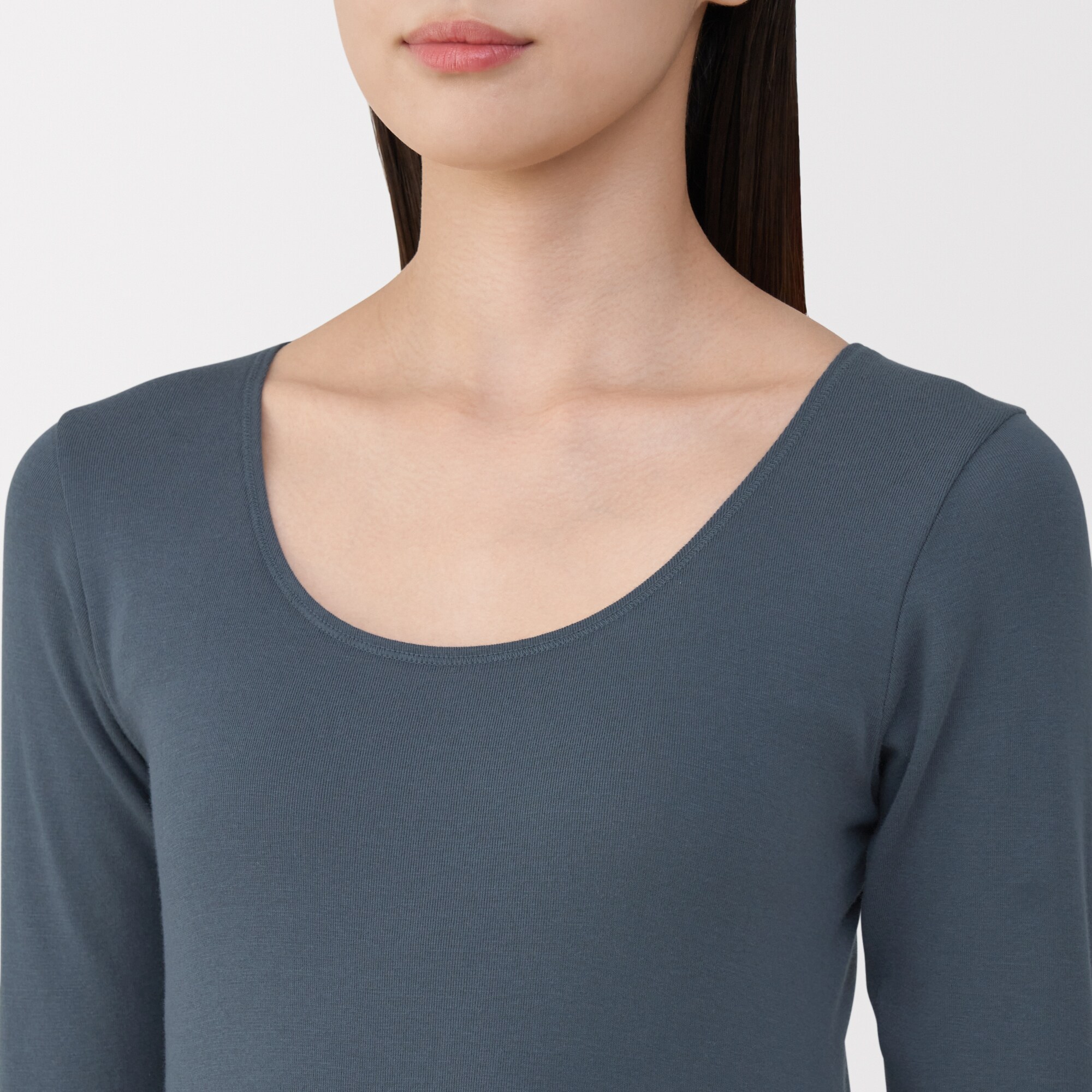 婦人　あったか綿　Ｕネック八分袖Ｔシャツ