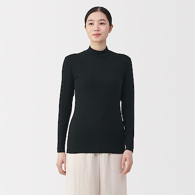 婦人　あったか綿　ハイネック長袖Ｔシャツ