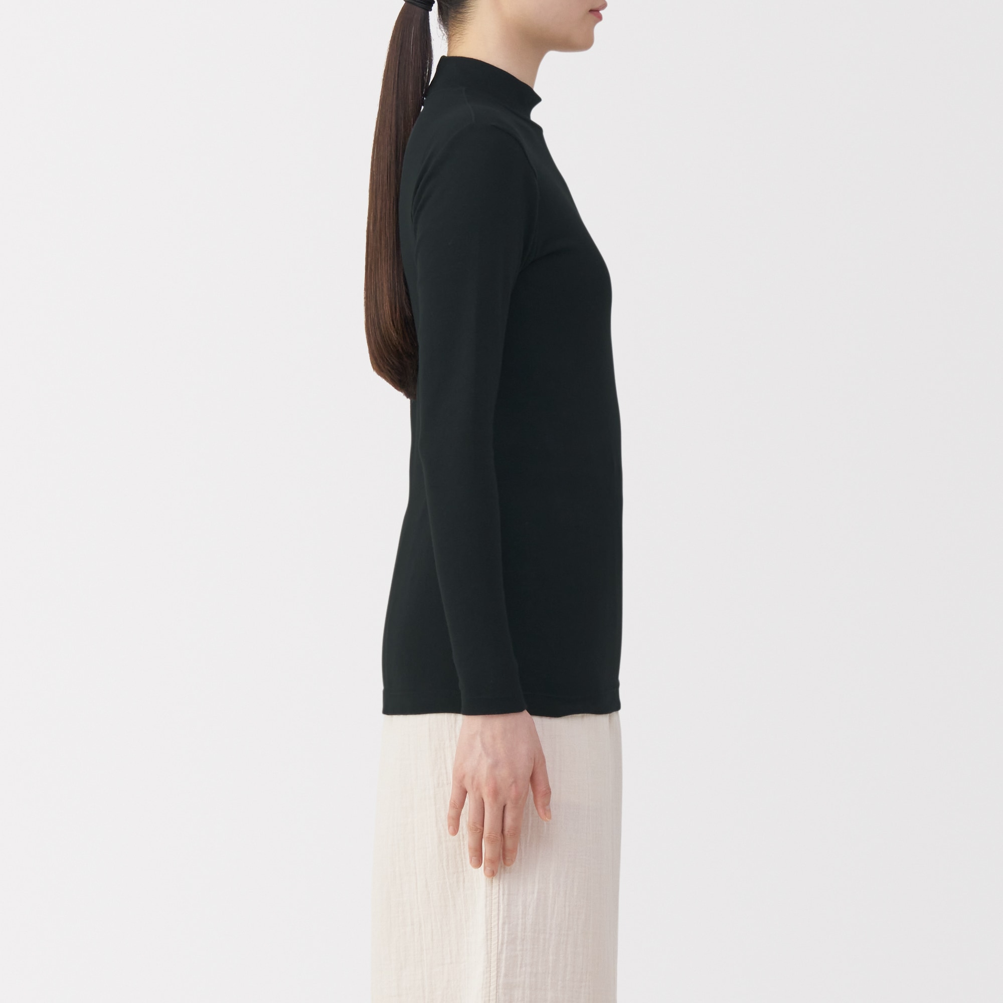 婦人　あったか綿　ハイネック長袖Ｔシャツ