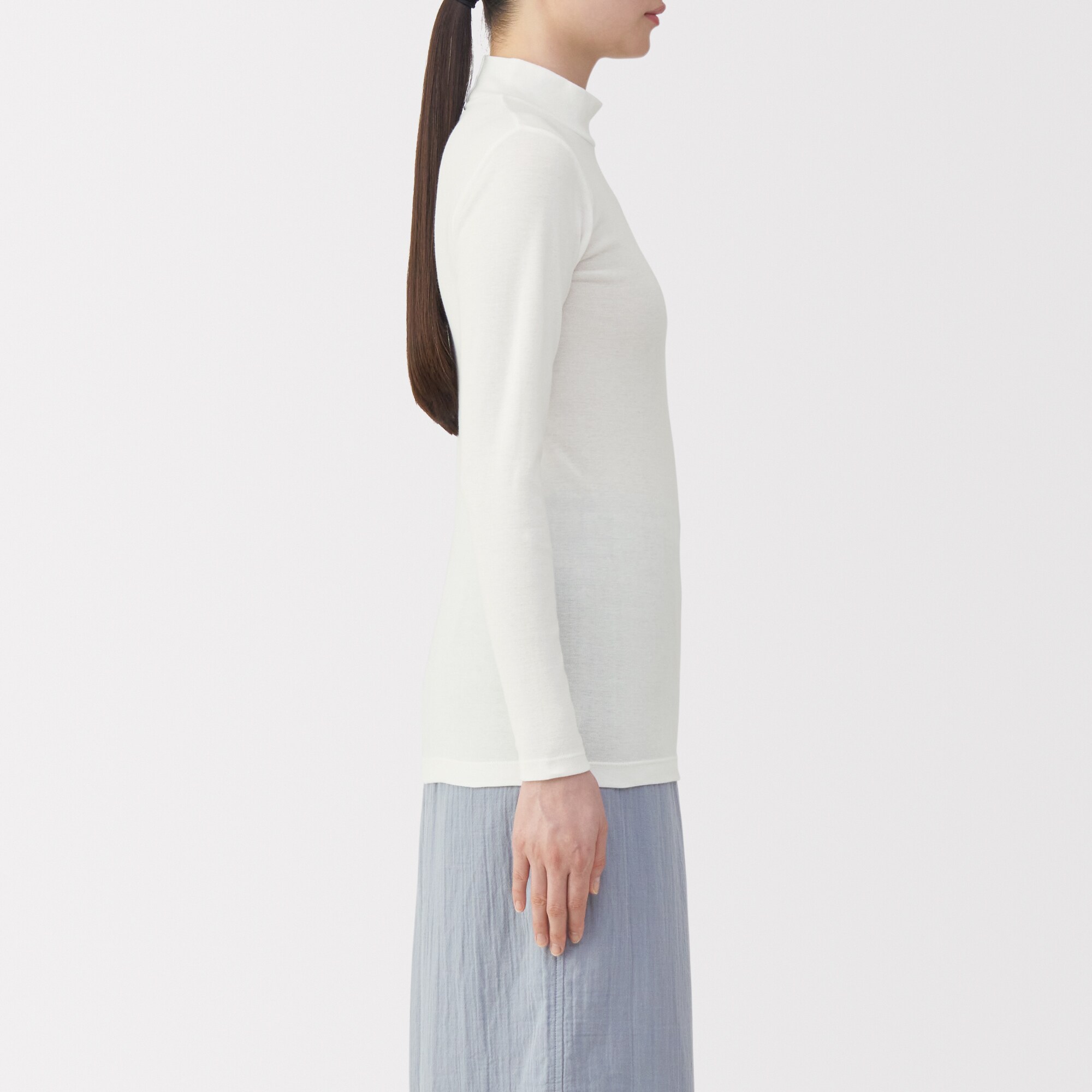 婦人　あったか綿　ハイネック長袖Ｔシャツ