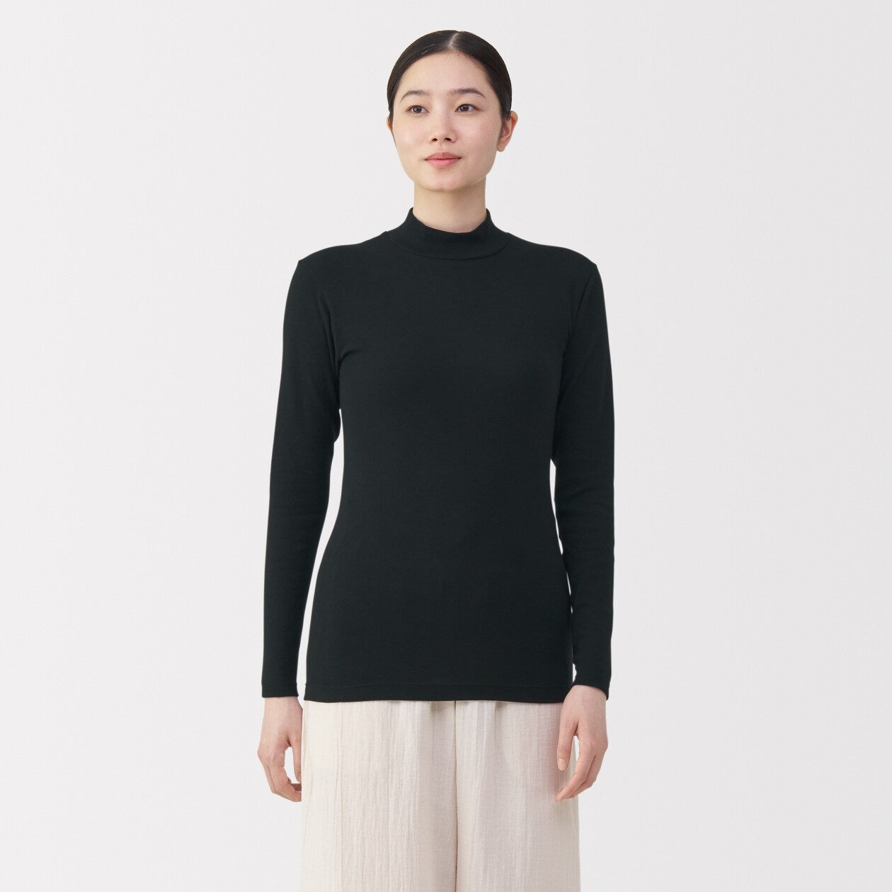 婦人　あったか綿　ハイネック長袖Ｔシャツ