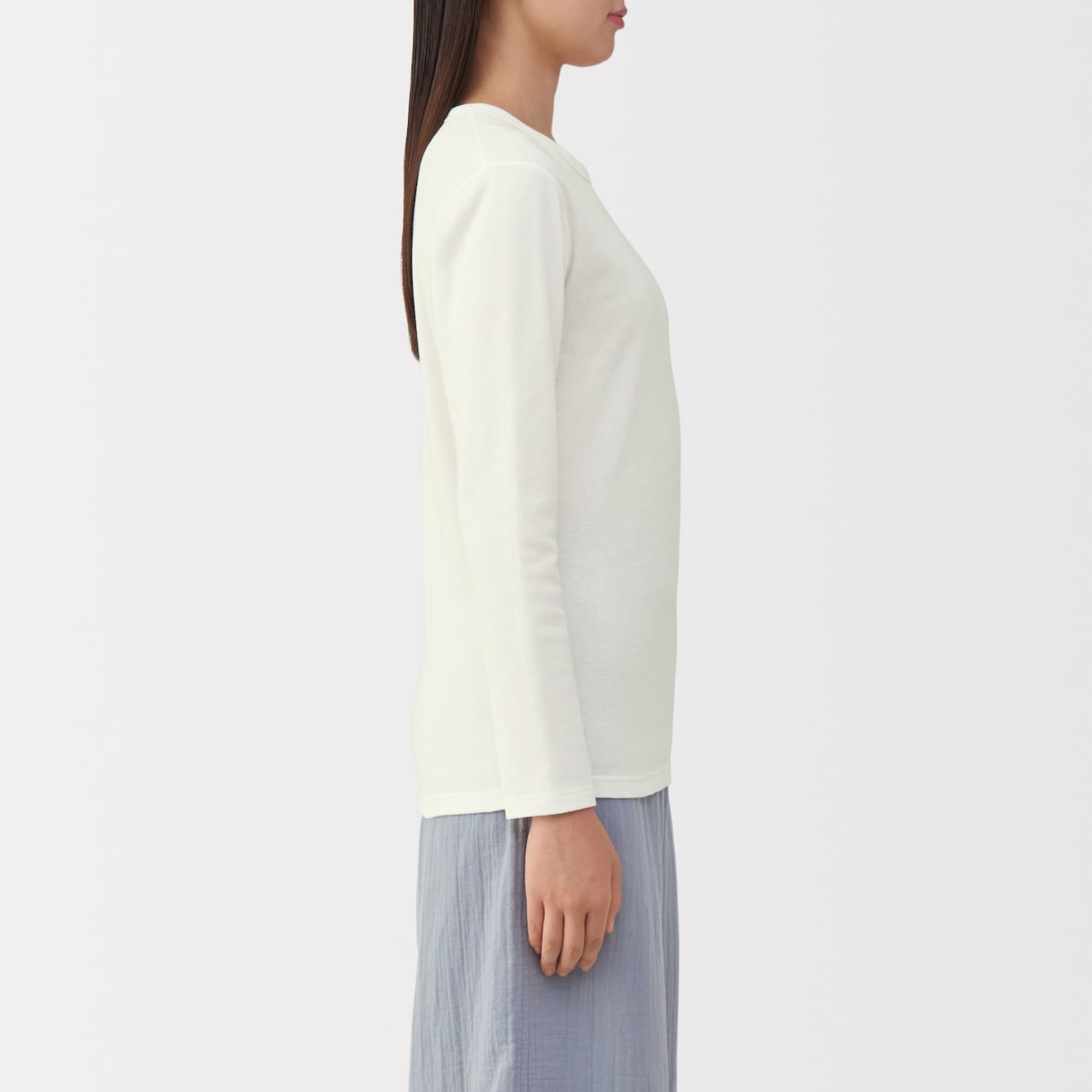 婦人　あったか綿　厚手　クルーネック長袖Ｔシャツ