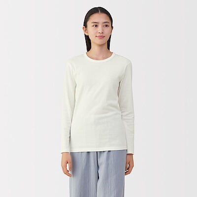 婦人　あったか綿　厚手　クルーネック長袖Ｔシャツ