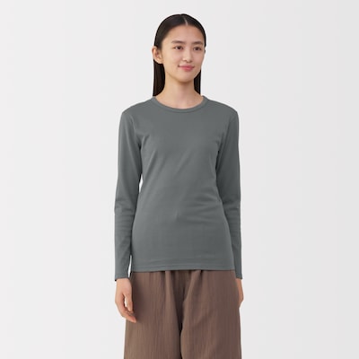婦人　あったか綿　厚手　クルーネック長袖Ｔシャツ