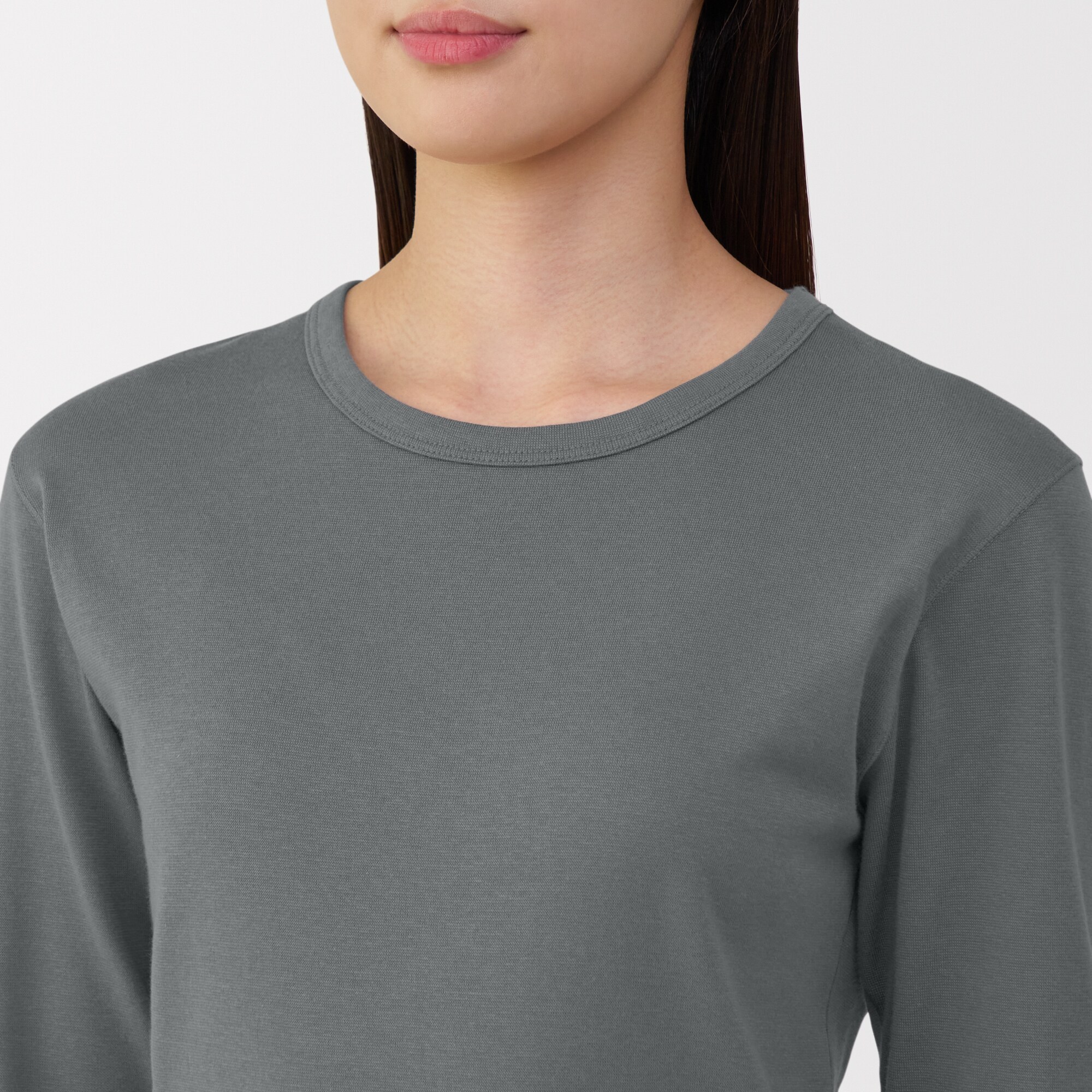 婦人　あったか綿　厚手　クルーネック長袖Ｔシャツ