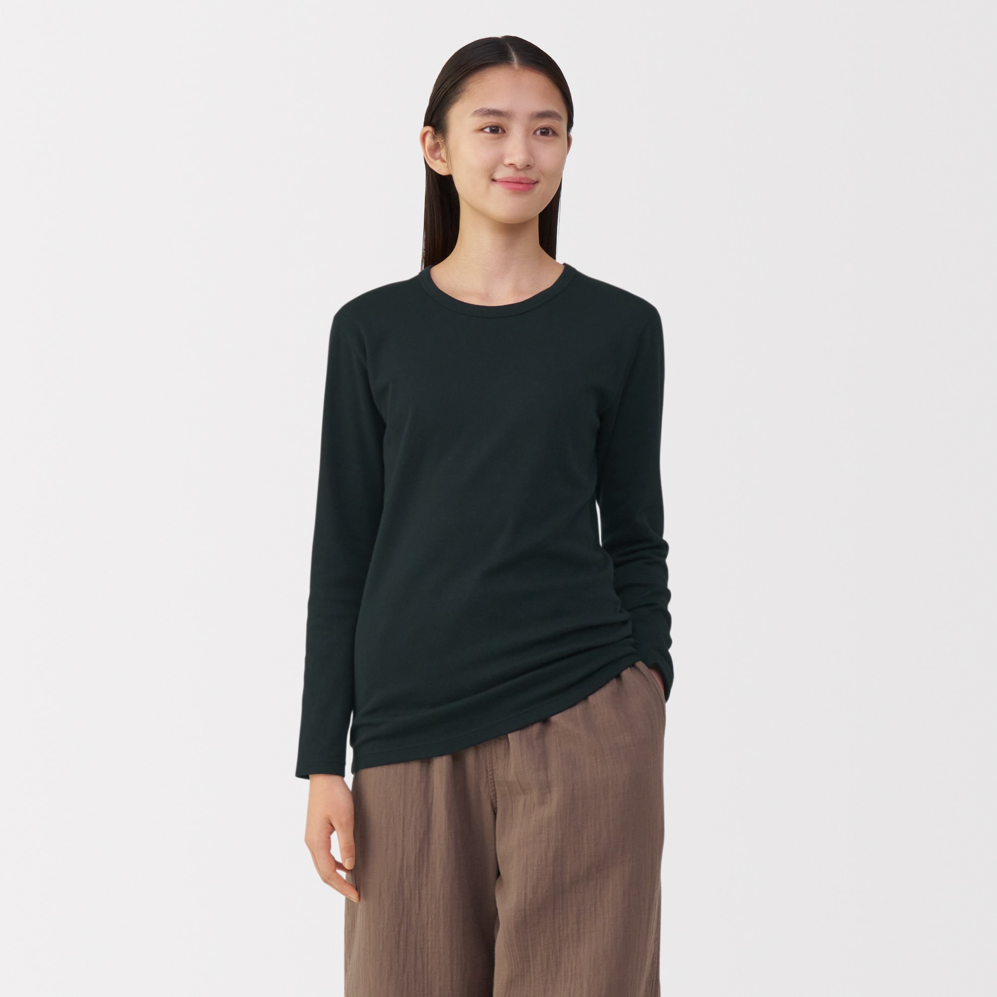 婦人 あったか綿 厚手 クルーネック長袖Tシャツ | 無印良品