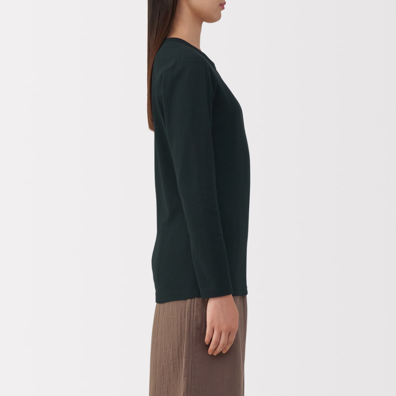 婦人　あったか綿　厚手　クルーネック長袖Ｔシャツ