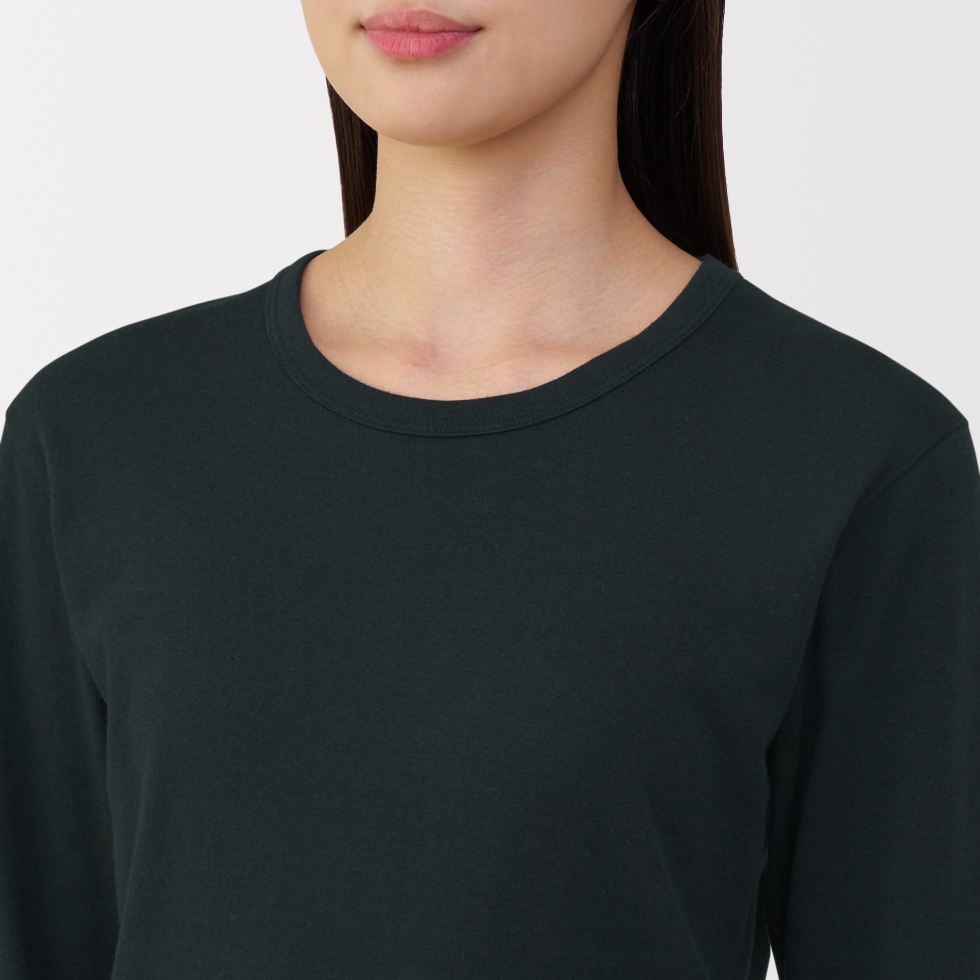 婦人　あったか綿　厚手　クルーネック長袖Ｔシャツ