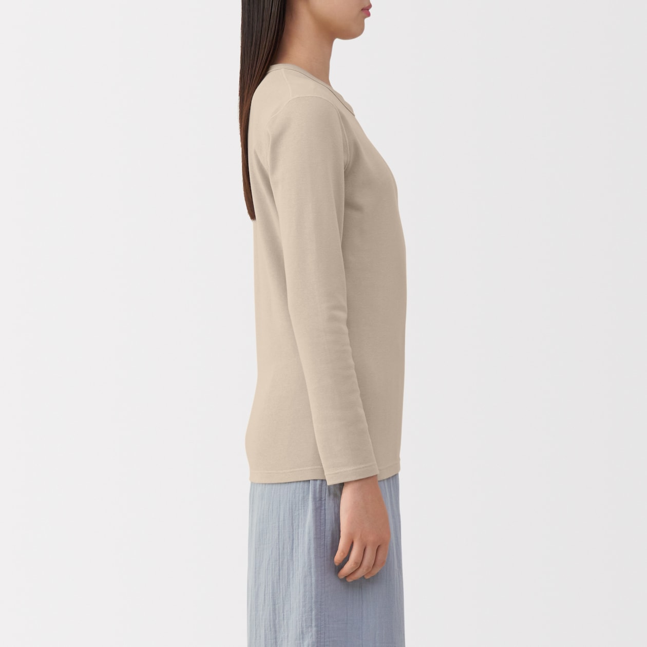 婦人　あったか綿　厚手　クルーネック長袖Ｔシャツ