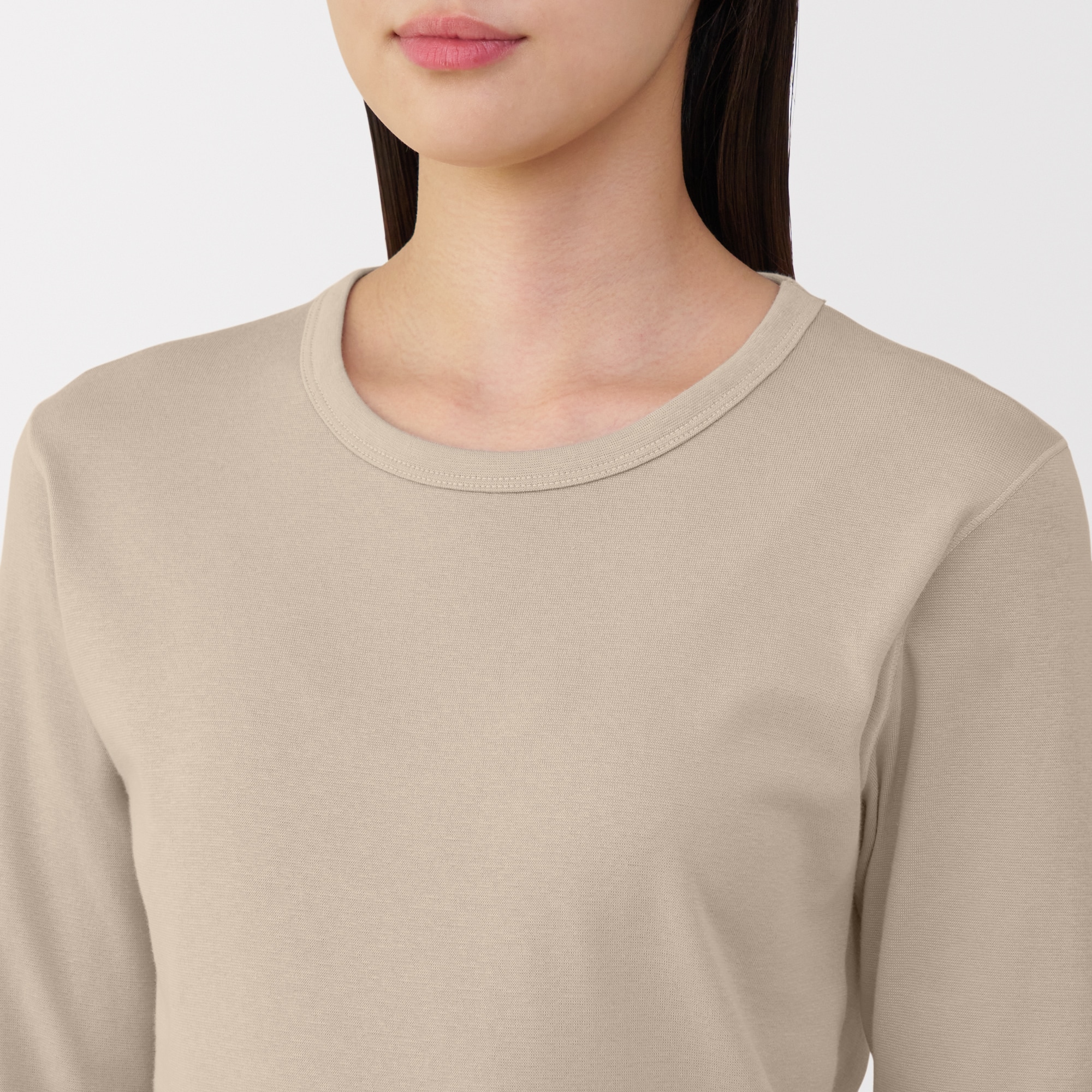 婦人　あったか綿　厚手　クルーネック長袖Ｔシャツ