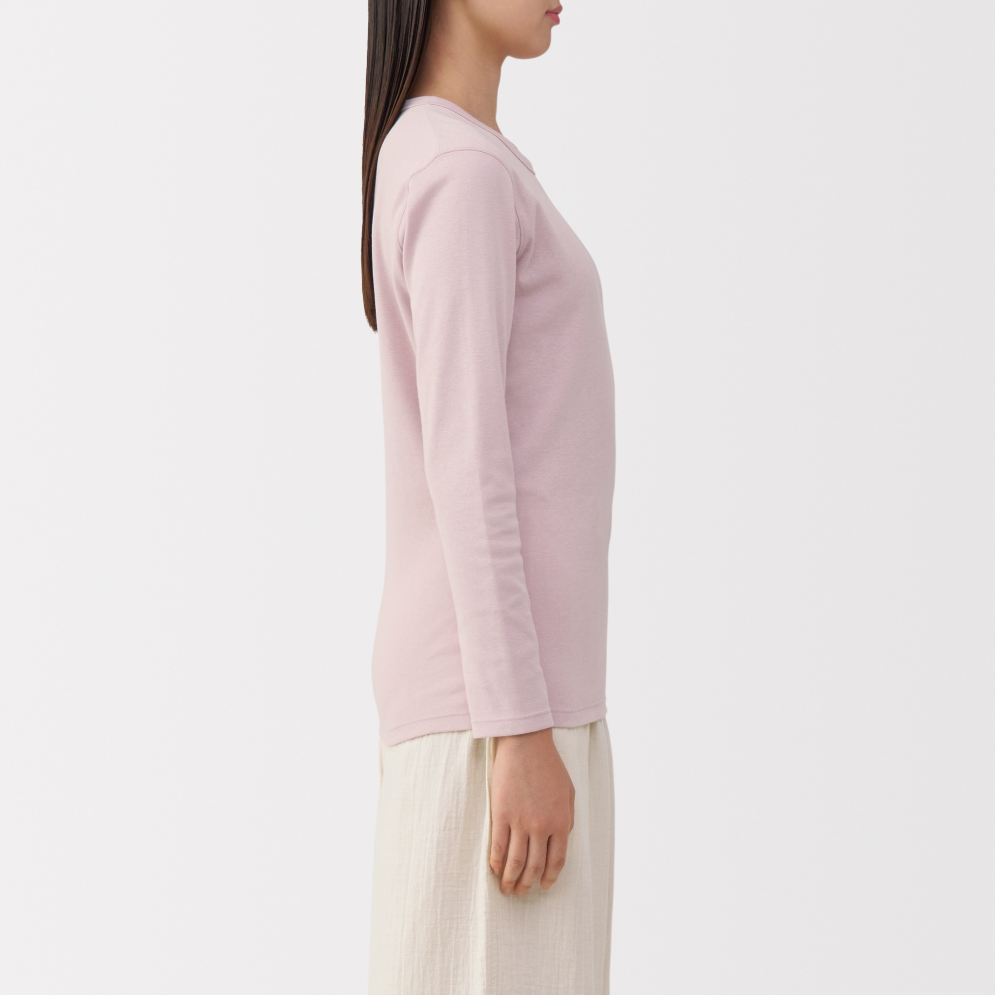 婦人　あったか綿　厚手　クルーネック長袖Ｔシャツ