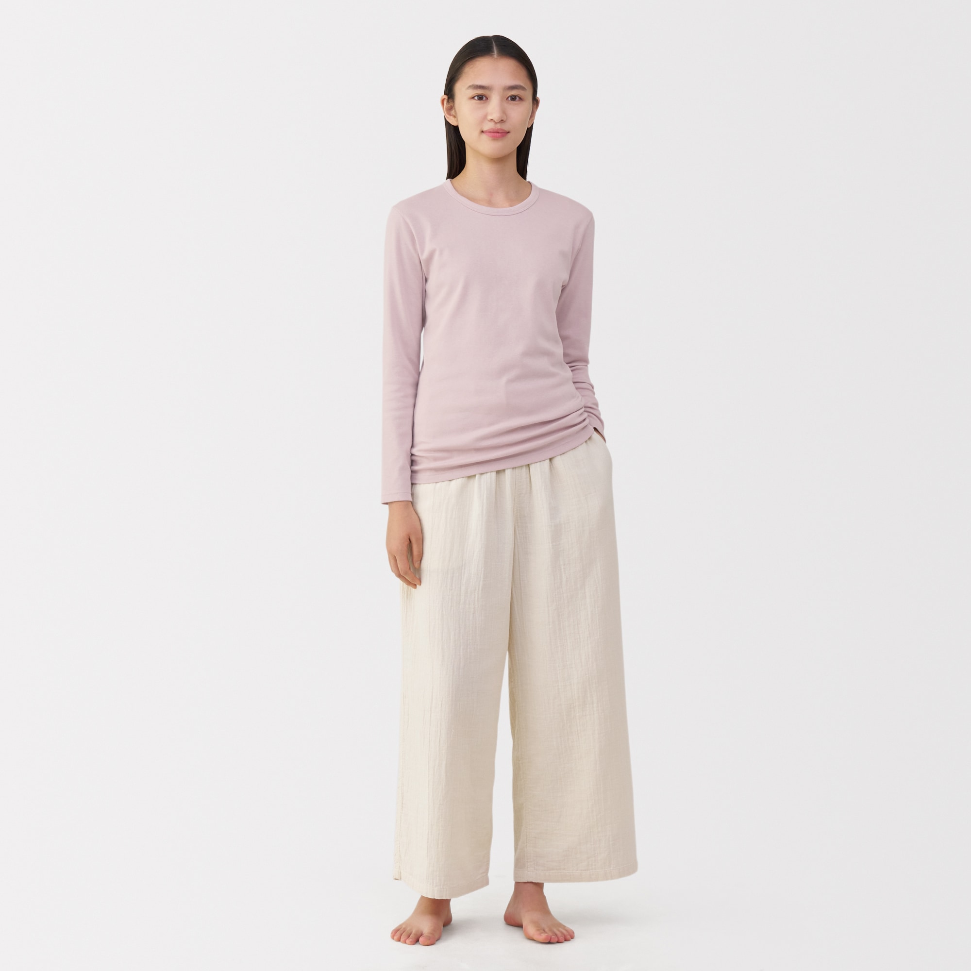 婦人　あったか綿　厚手　クルーネック長袖Ｔシャツ