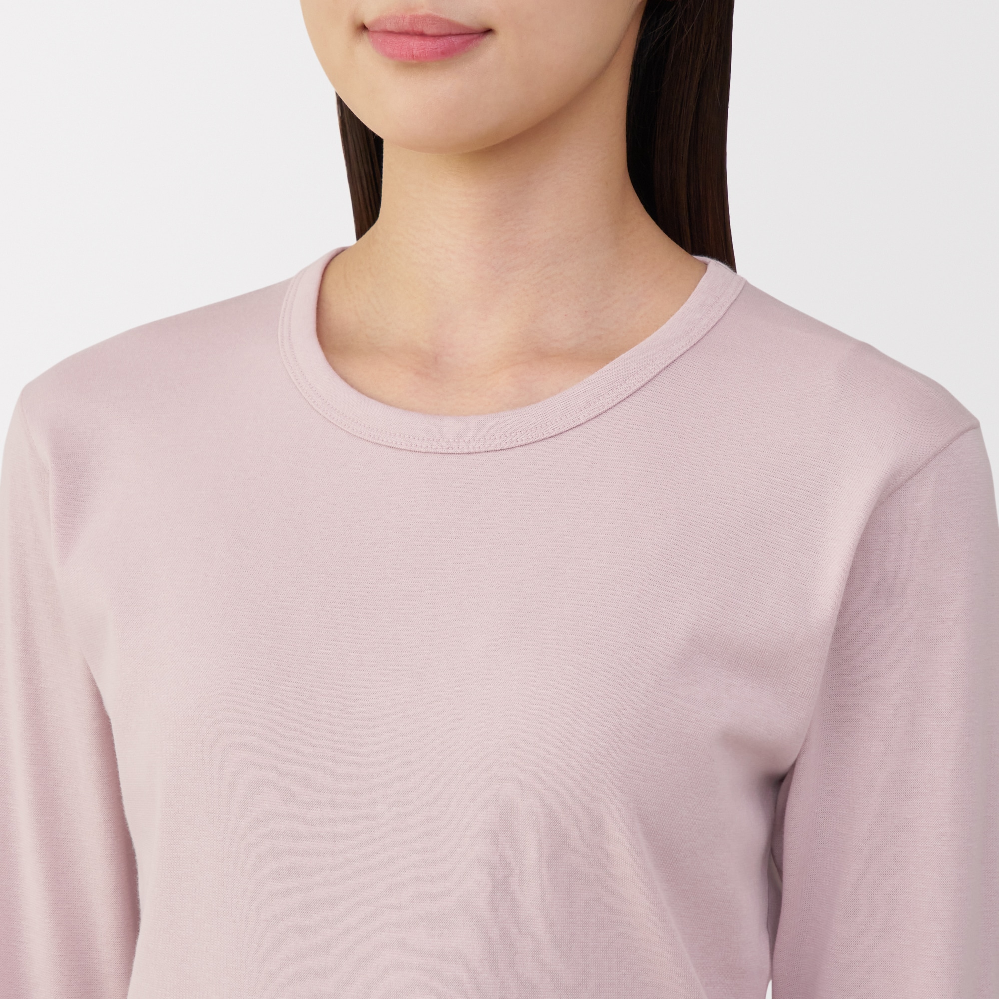 婦人　あったか綿　厚手　クルーネック長袖Ｔシャツ