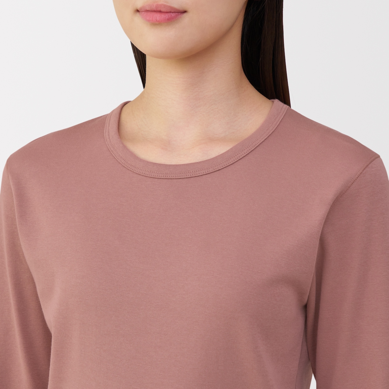 婦人　あったか綿　厚手　クルーネック長袖Ｔシャツ