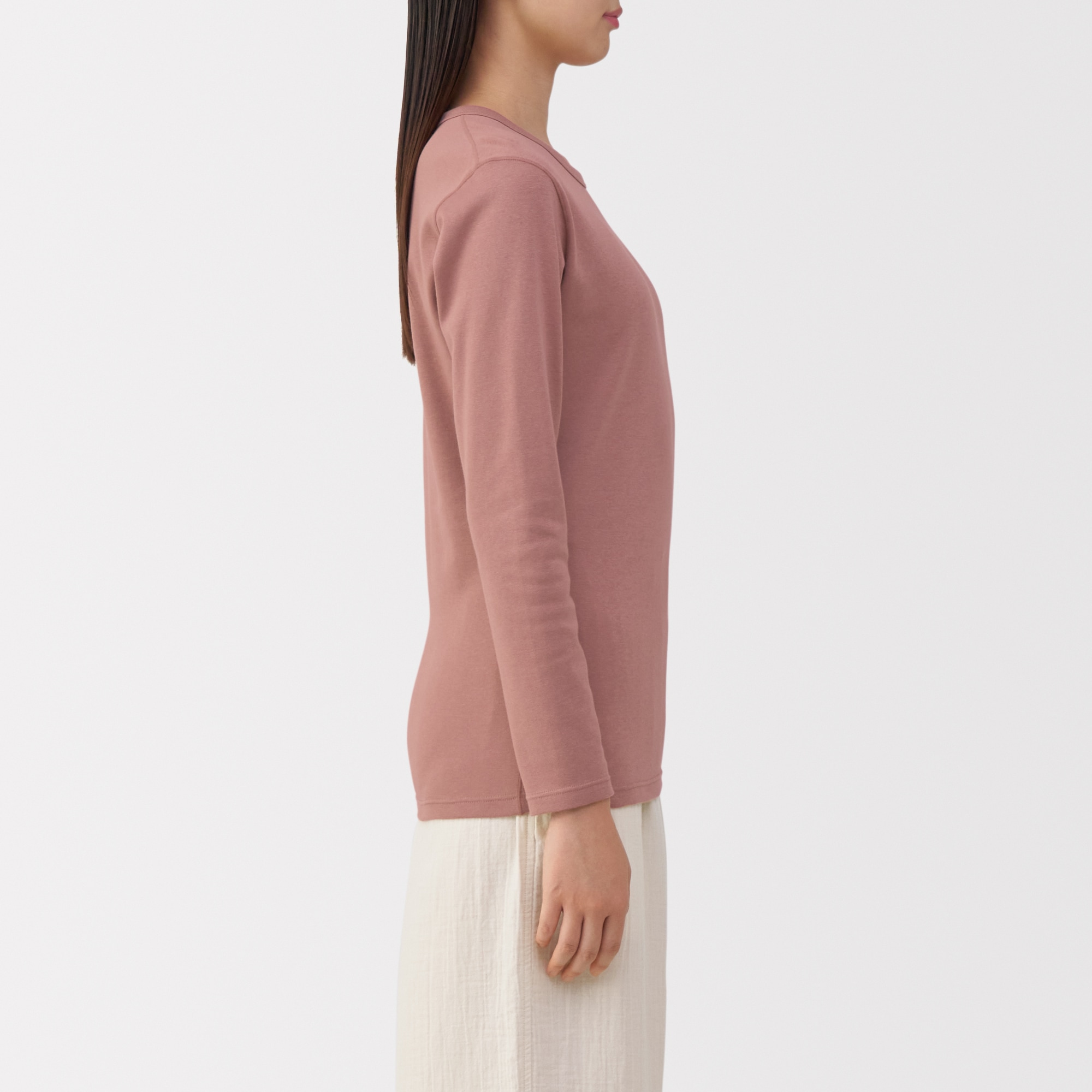 婦人　あったか綿　厚手　クルーネック長袖Ｔシャツ