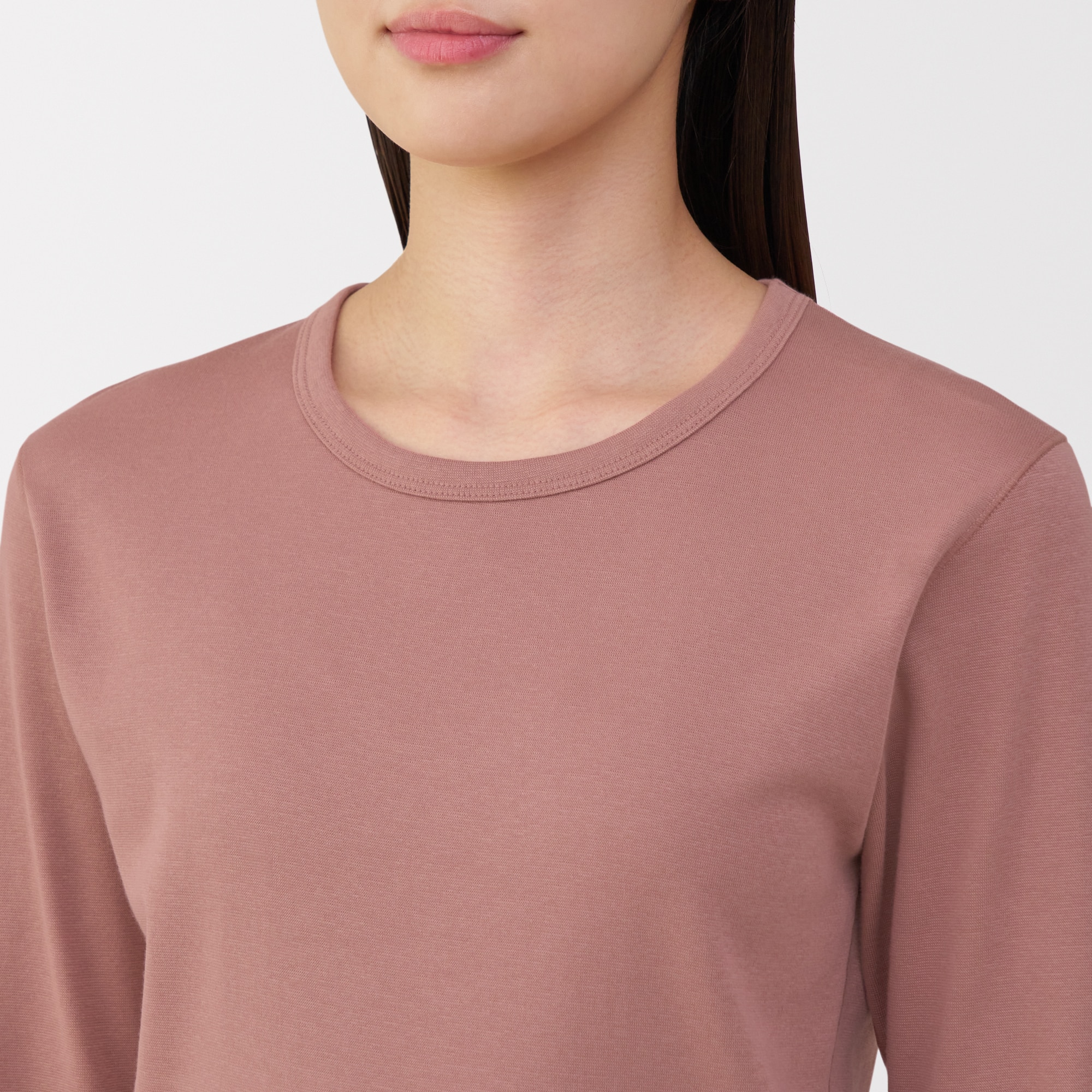 婦人　あったか綿　厚手　クルーネック長袖Ｔシャツ