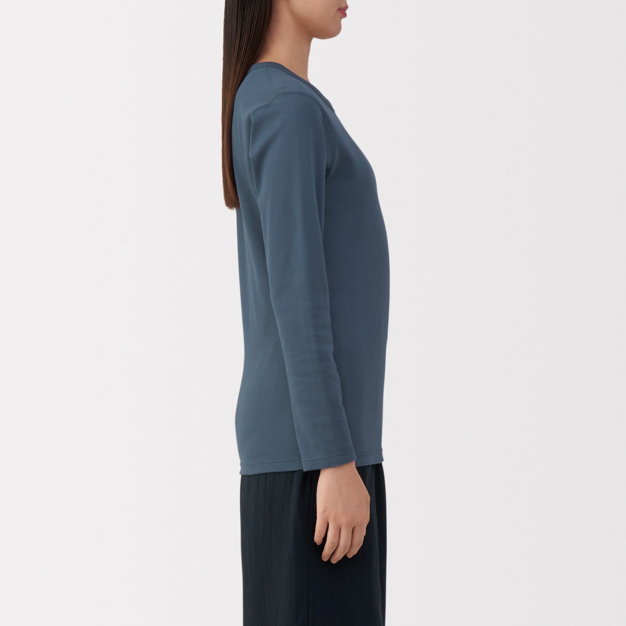 婦人　あったか綿　厚手　クルーネック長袖Ｔシャツ