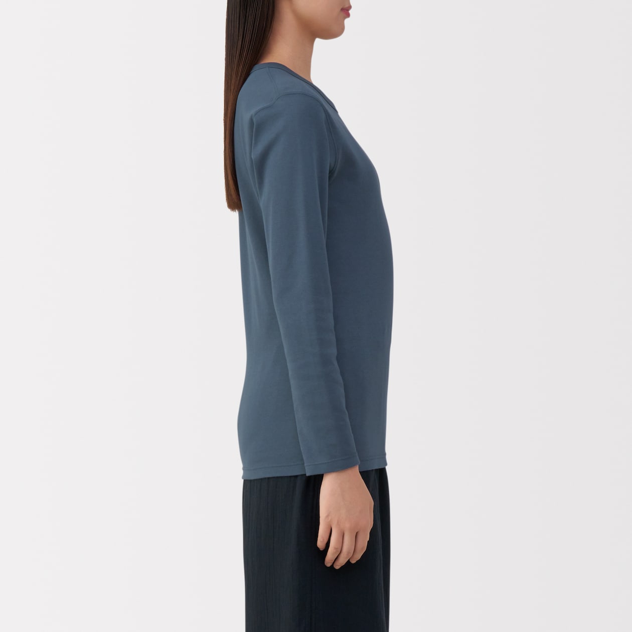 婦人　あったか綿　厚手　クルーネック長袖Ｔシャツ