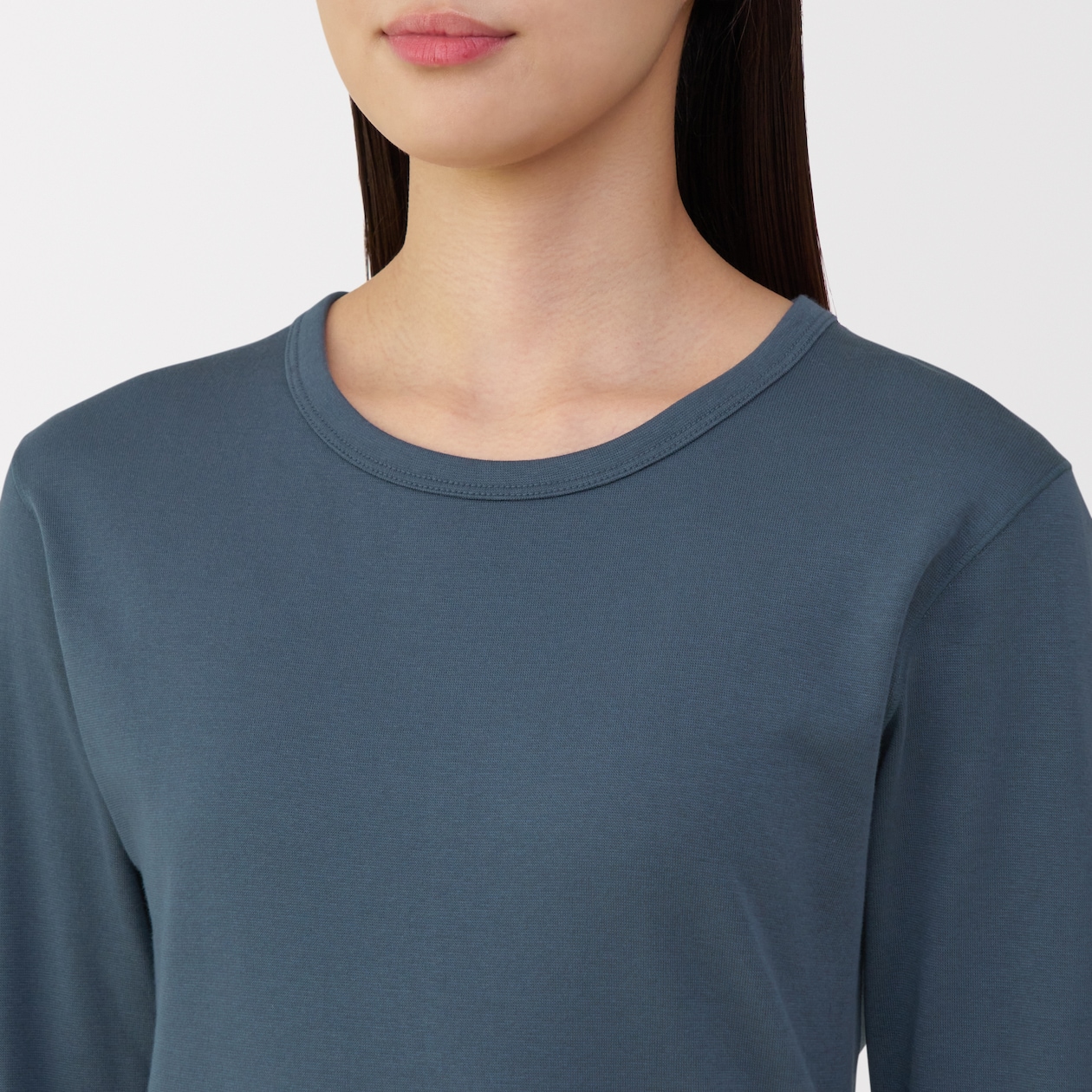 婦人　あったか綿　厚手　クルーネック長袖Ｔシャツ