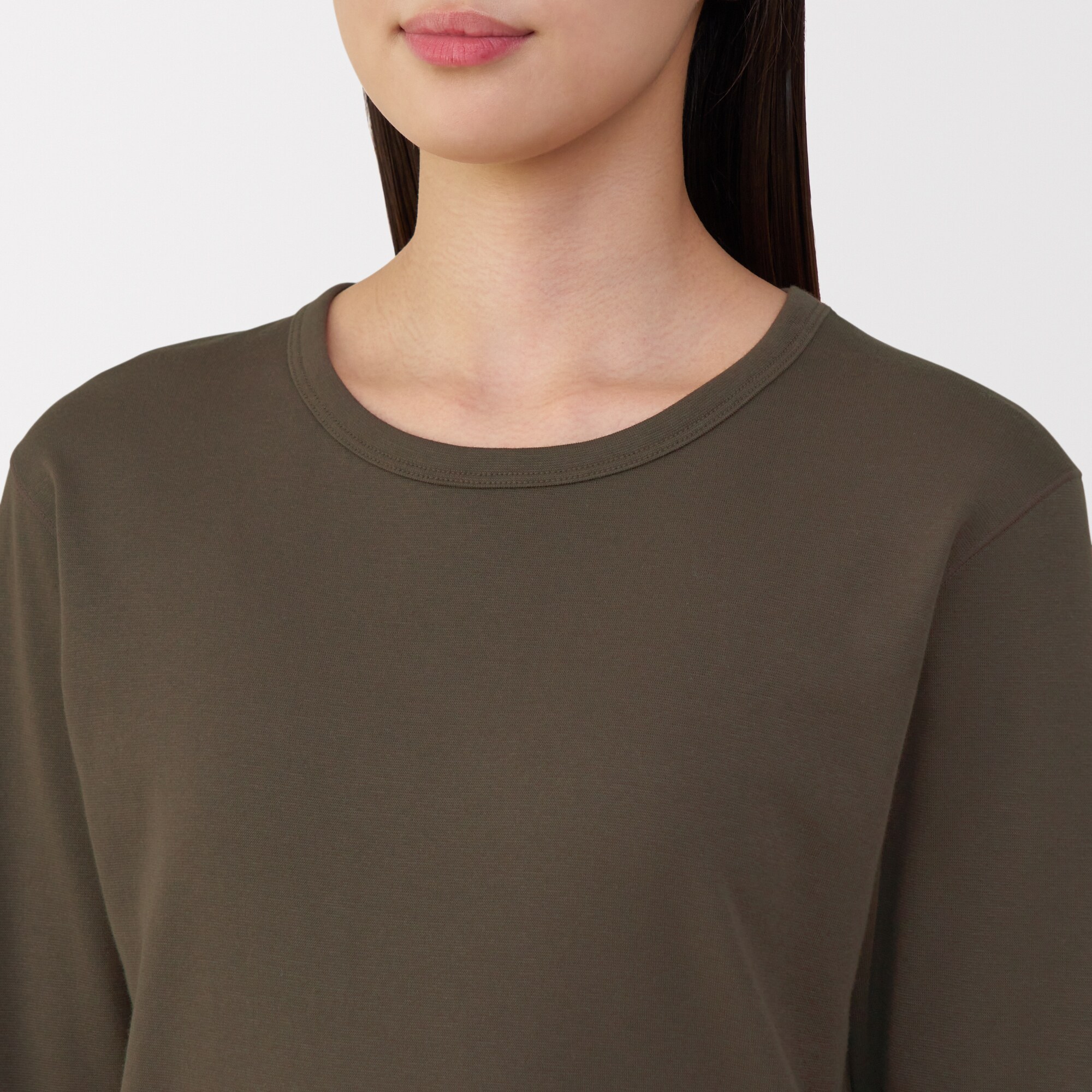 婦人　あったか綿　厚手　クルーネック長袖Ｔシャツ