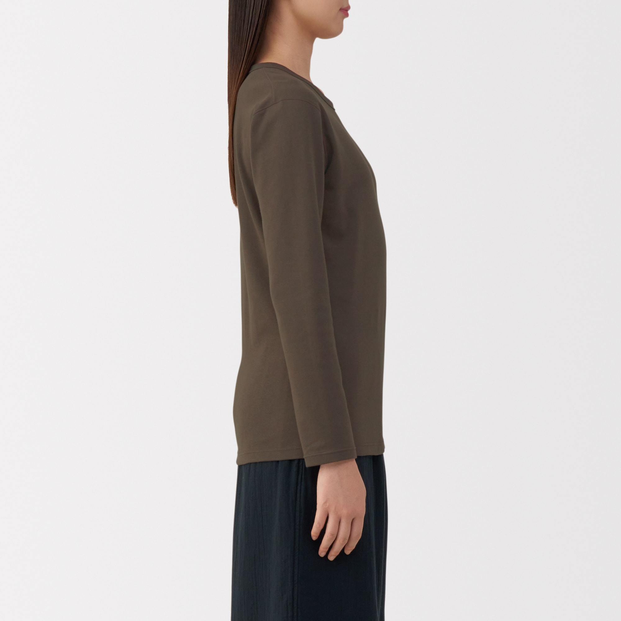 婦人　あったか綿　厚手　クルーネック長袖Ｔシャツ