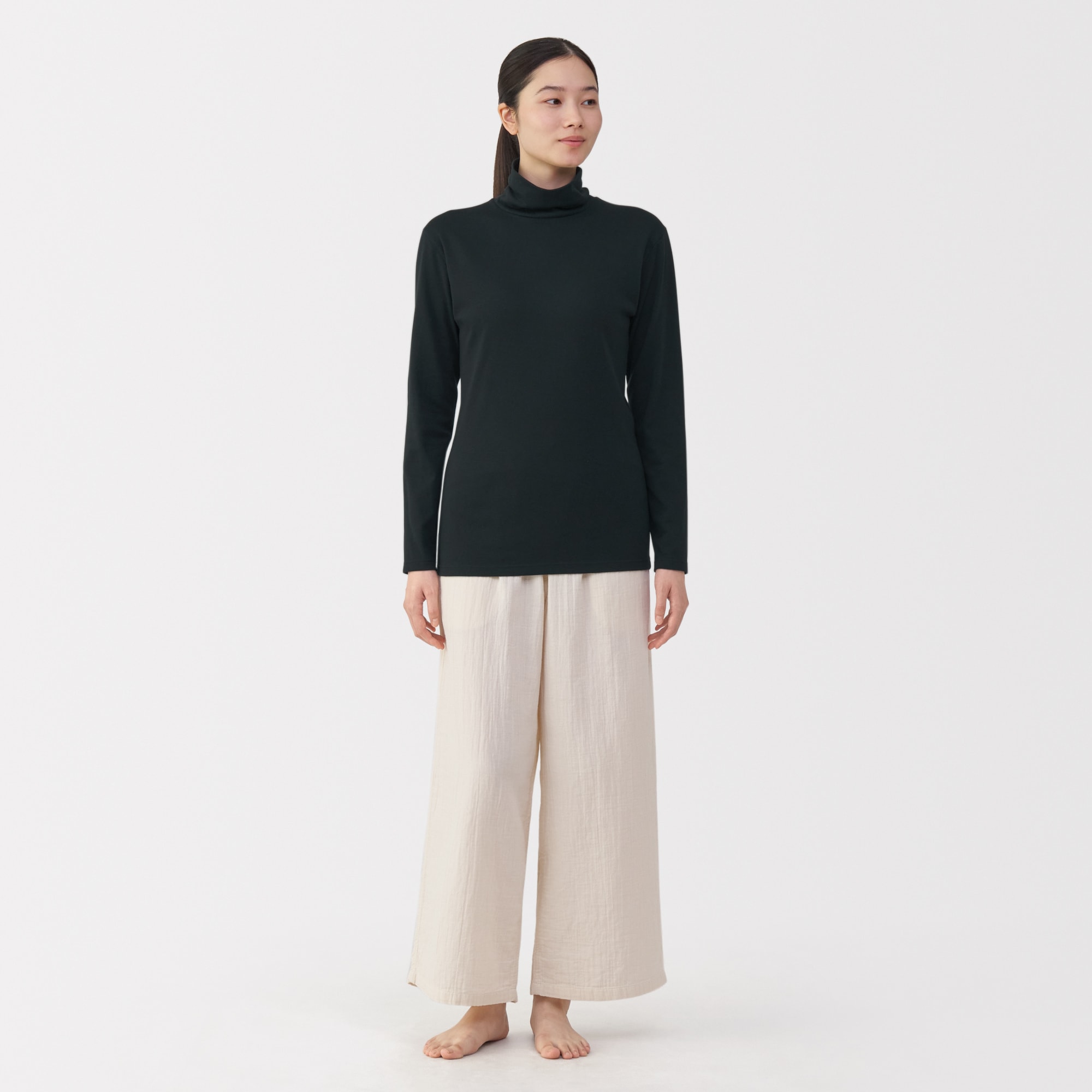 婦人　あったか綿　厚手　タートルネック長袖Ｔシャツ