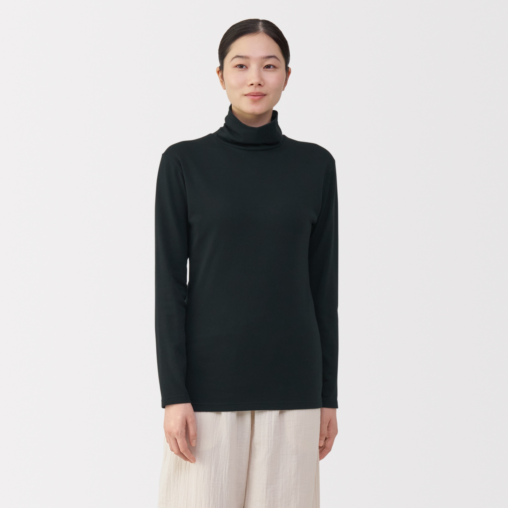 婦人　あったか綿　厚手　タートルネック長袖Ｔシャツ