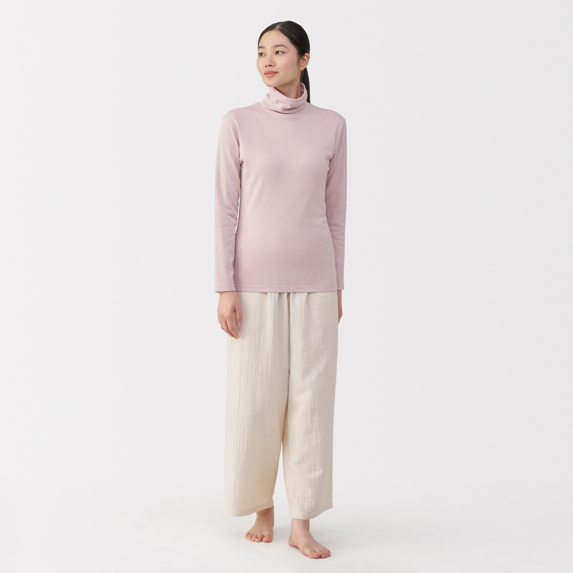 婦人　あったか綿　厚手　タートルネック長袖Ｔシャツ