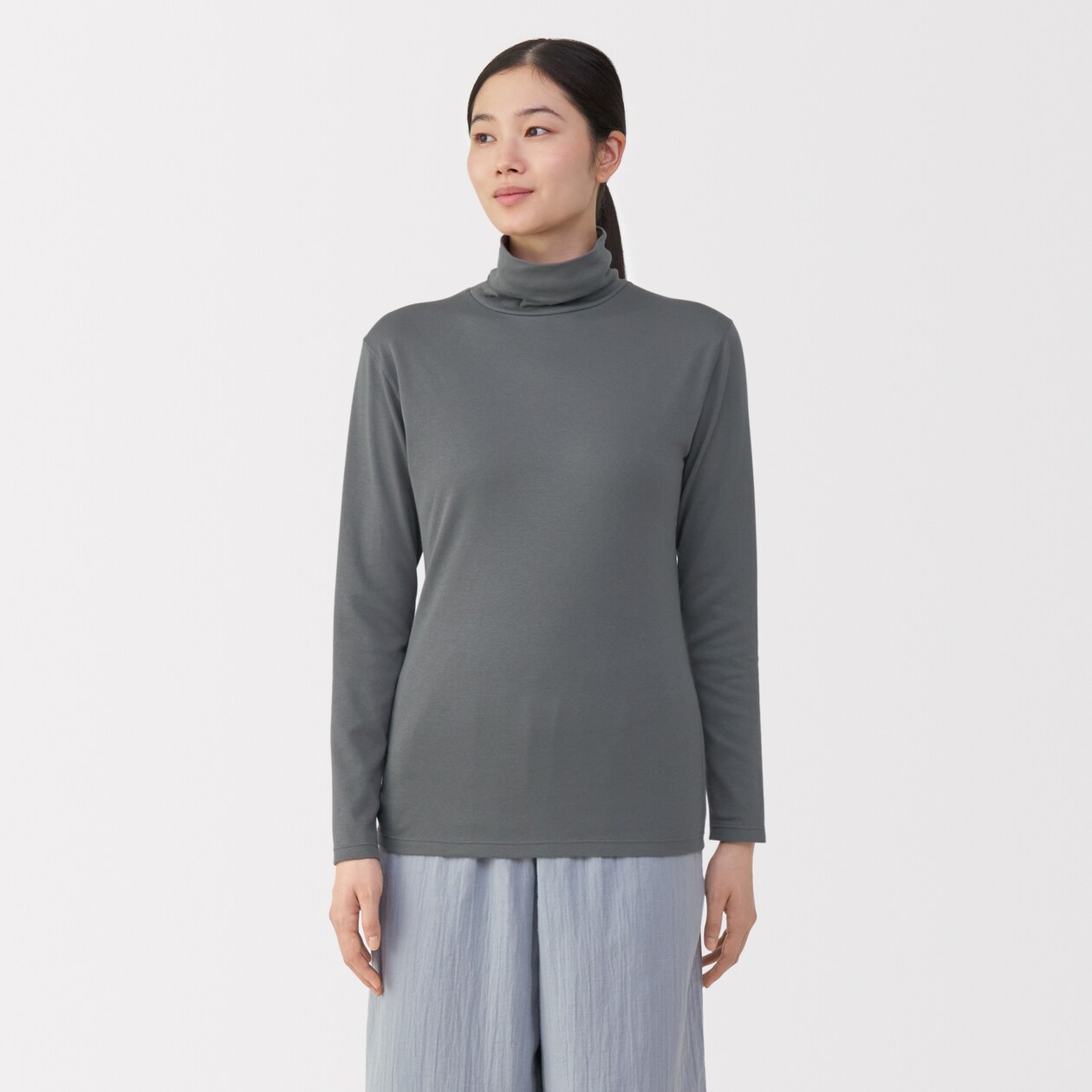 婦人　あったか綿　厚手　タートルネック長袖Ｔシャツ