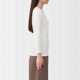 婦人　あったか綿　厚手　Ｕネック八分袖Ｔシャツ