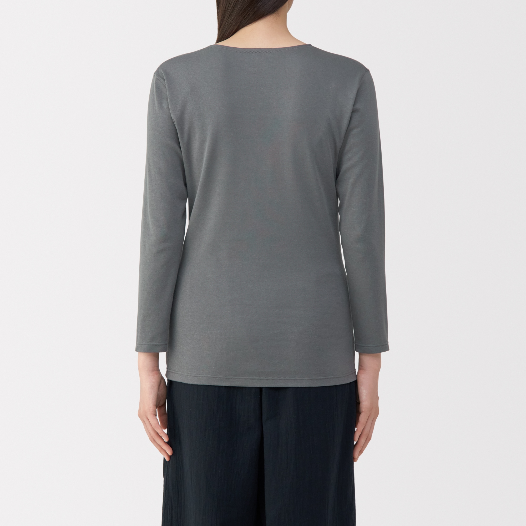 婦人　あったか綿　厚手　Ｕネック八分袖Ｔシャツ