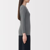 婦人　あったか綿　厚手　Ｕネック八分袖Ｔシャツ