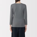 婦人　あったか綿　厚手　Ｕネック八分袖Ｔシャツ