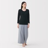 婦人　あったか綿　厚手　Ｕネック八分袖Ｔシャツ