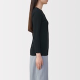 婦人　あったか綿　厚手　Ｕネック八分袖Ｔシャツ