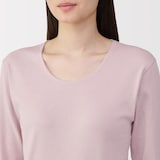 婦人　あったか綿　厚手　Ｕネック八分袖Ｔシャツ