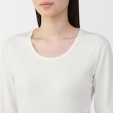 婦人　あったか綿　厚手　Ｕネック八分袖Ｔシャツ