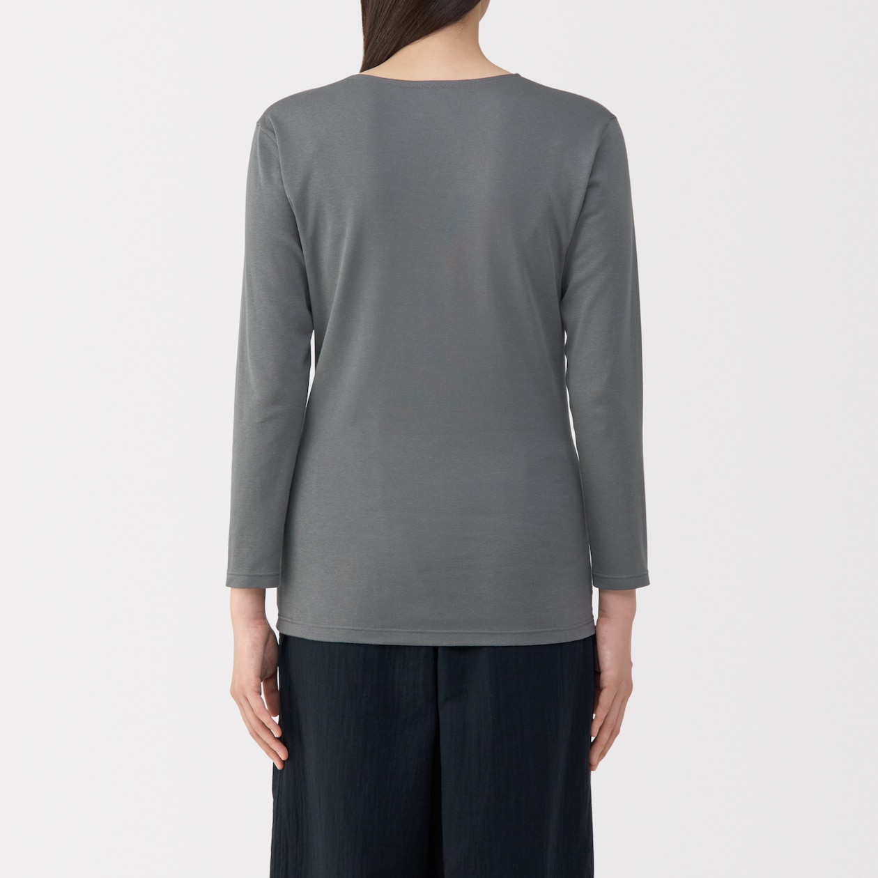 婦人　あったか綿　厚手　Ｕネック八分袖Ｔシャツ