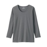 婦人　あったか綿　厚手　Ｕネック八分袖Ｔシャツ