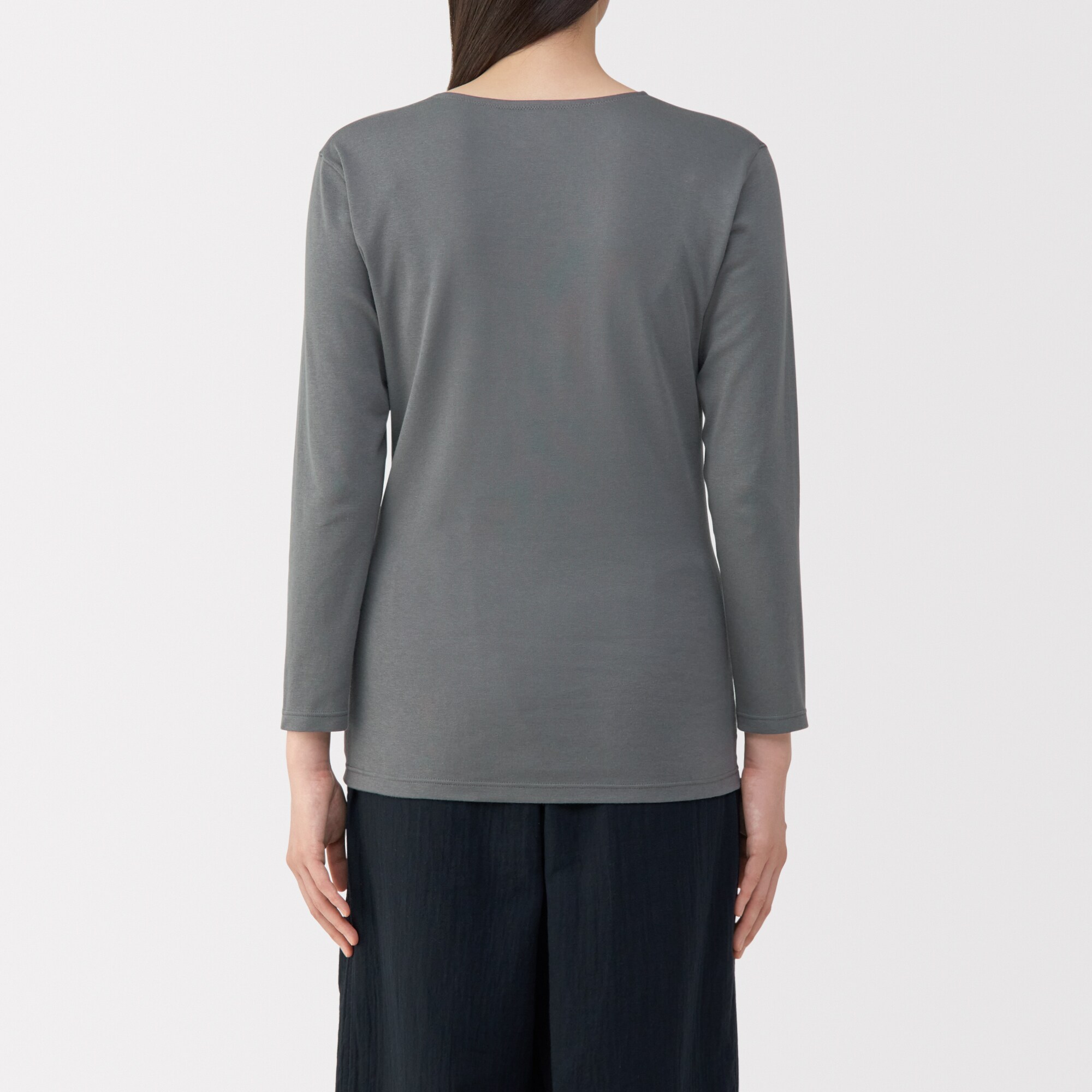 婦人　あったか綿　厚手　Ｕネック八分袖Ｔシャツ