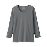 婦人　あったか綿　厚手　Ｕネック八分袖Ｔシャツ