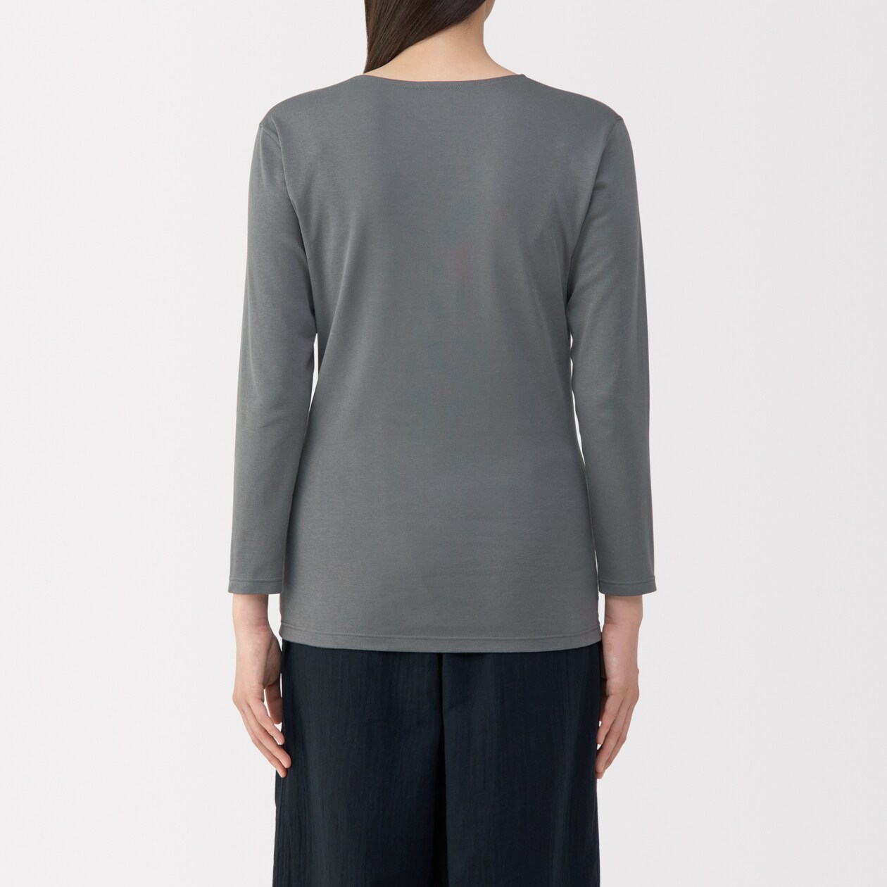 婦人　あったか綿　厚手　Ｕネック八分袖Ｔシャツ