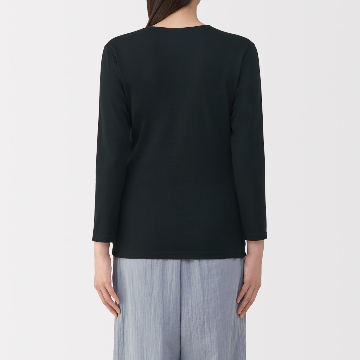 婦人　あったか綿　厚手　Ｕネック八分袖Ｔシャツ