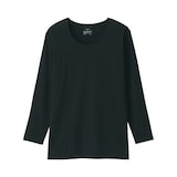 婦人　あったか綿　厚手　Ｕネック八分袖Ｔシャツ