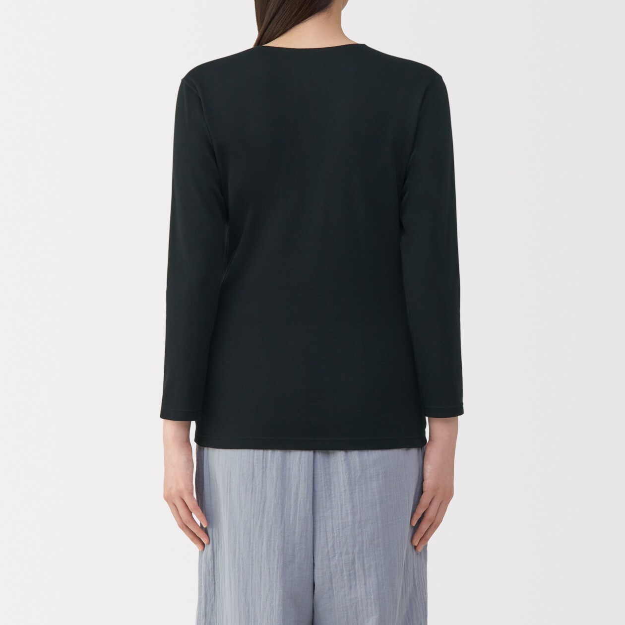 婦人　あったか綿　厚手　Ｕネック八分袖Ｔシャツ