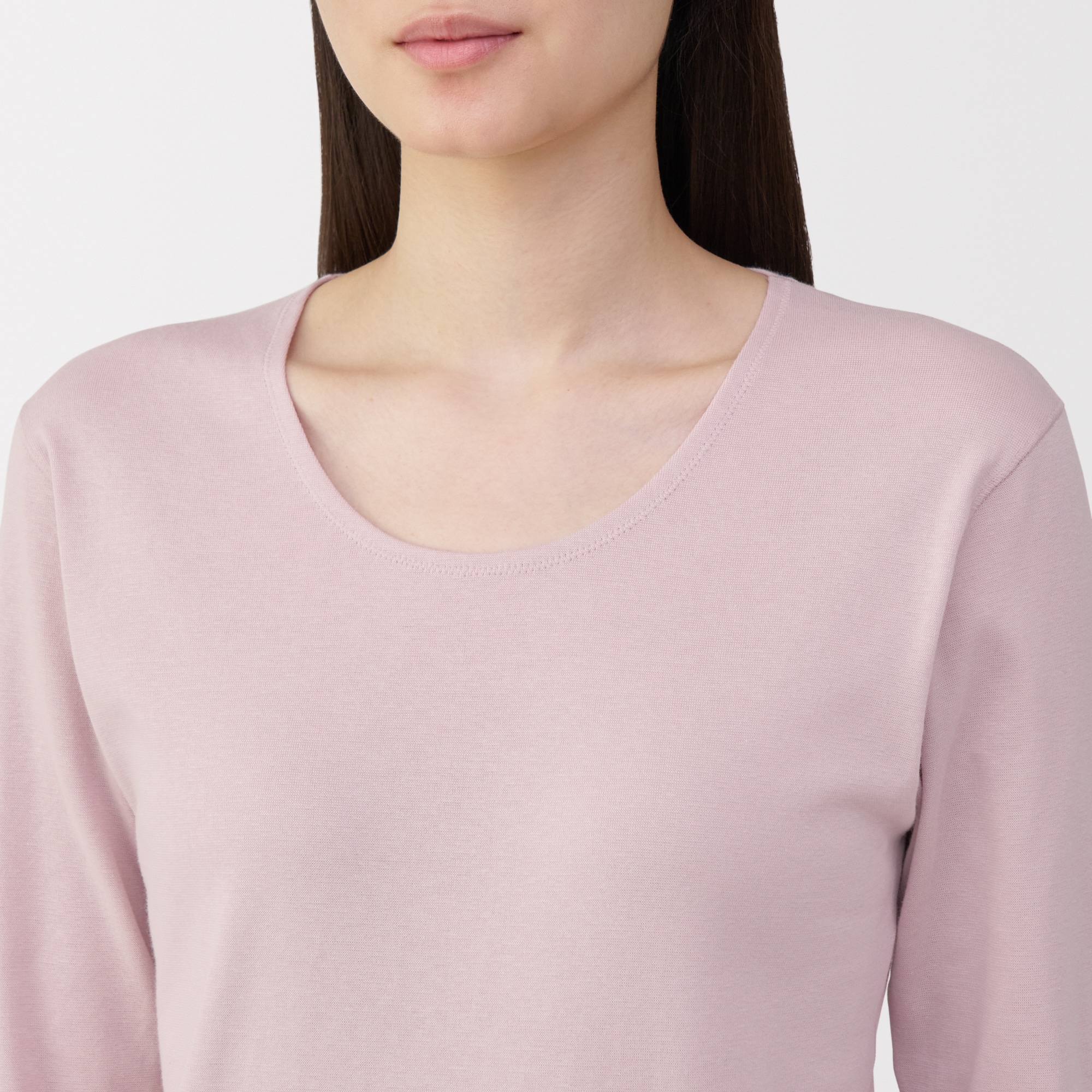 婦人　あったか綿　厚手　Ｕネック八分袖Ｔシャツ