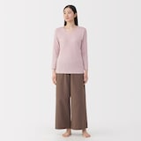 婦人　あったか綿　厚手　Ｕネック八分袖Ｔシャツ